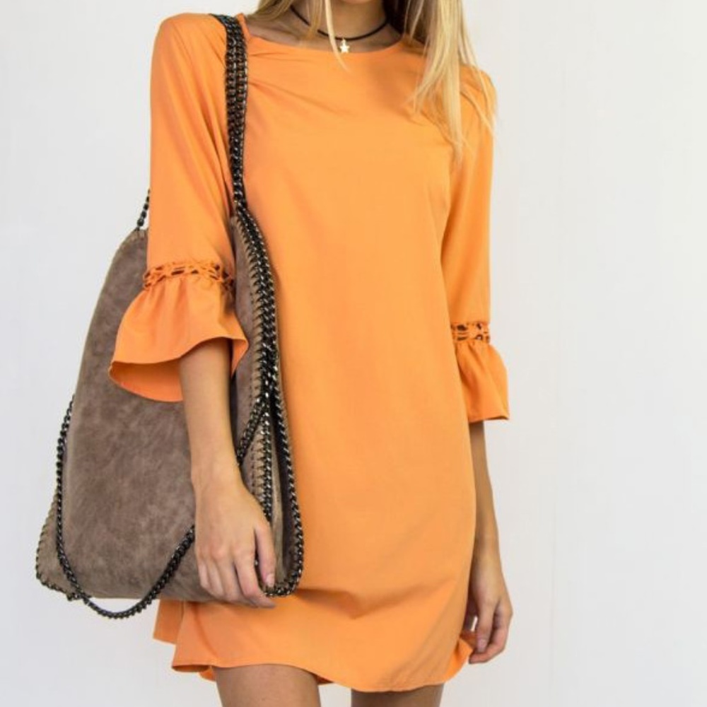 bell sleeve shift dress